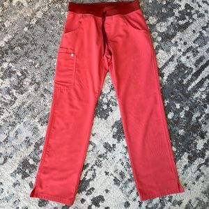 Womens Small Figs Scrubs Bottoms - Technical Collection Pink Coral Color